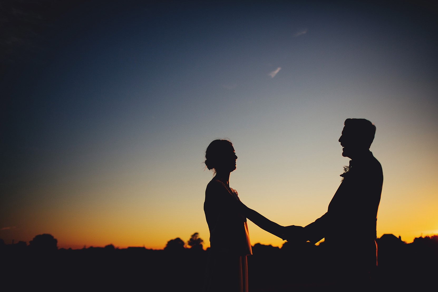 Beautiful shots of a bride and groom at sunset