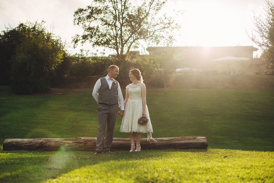 Bride and Groom in the sun